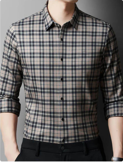 Men’s Textured Grid Pattern Casual Shirt