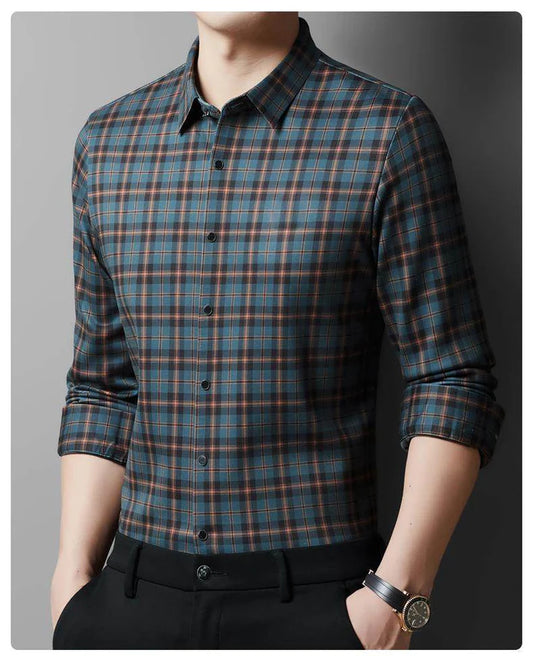 Men’s Textured Grid Pattern Casual Shirt