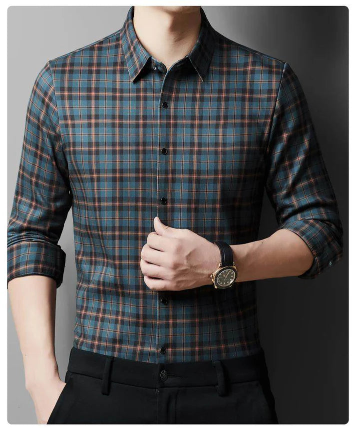 Men’s Textured Grid Pattern Casual Shirt