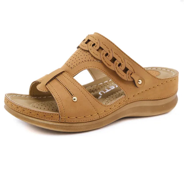 Women’s Leather-Look Wedge Sandals