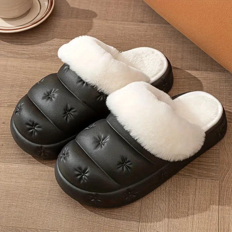 Waterproof Plush-Lined Winter House Slippers