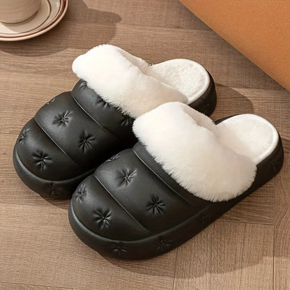 Waterproof Plush-Lined Winter House Slippers