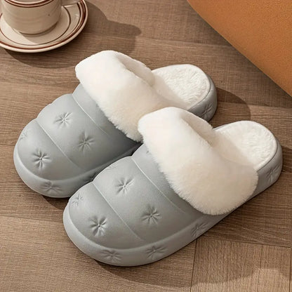 Waterproof Plush-Lined Winter House Slippers