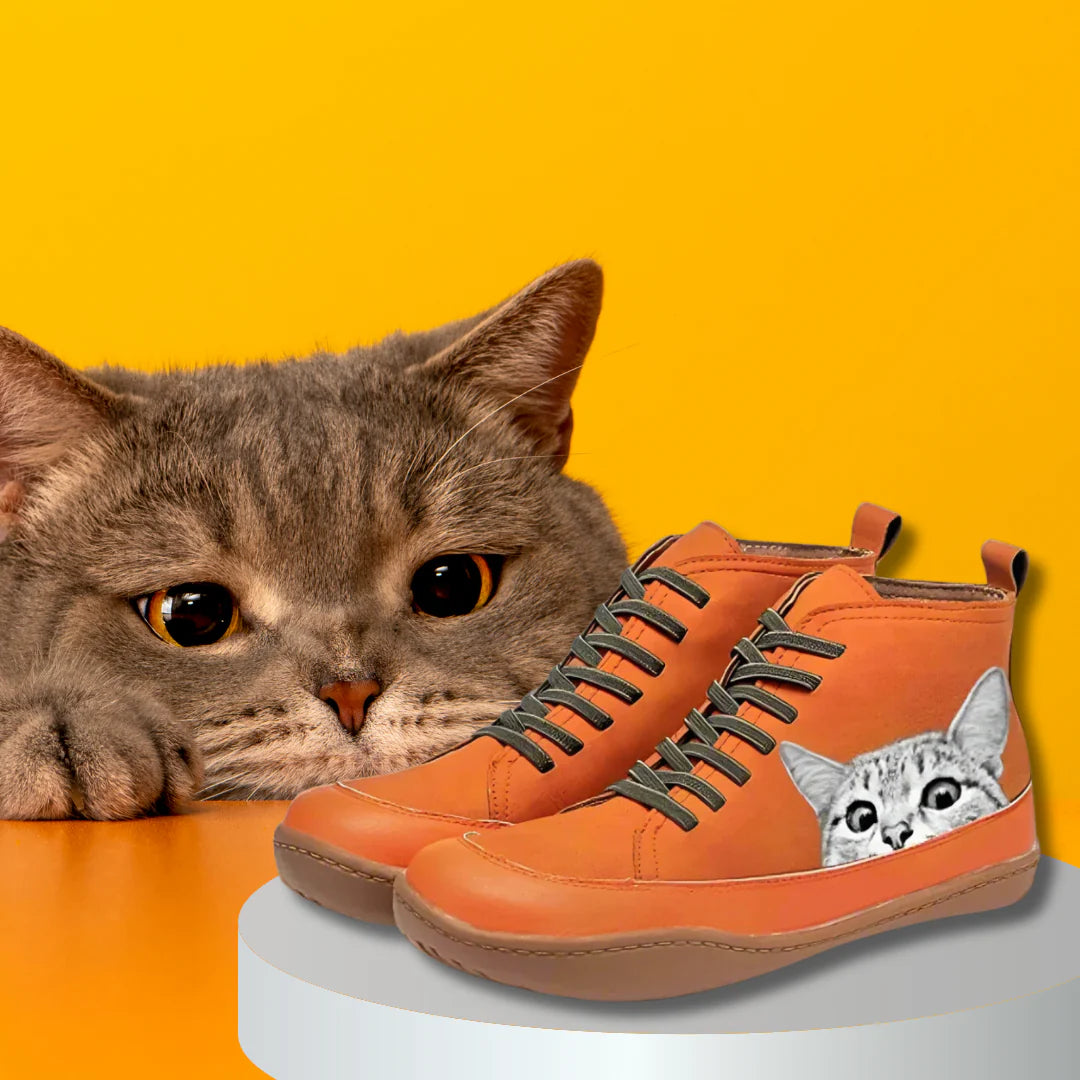 Women’s Purrfect Cat Lover Leather-Look Ankle Boots