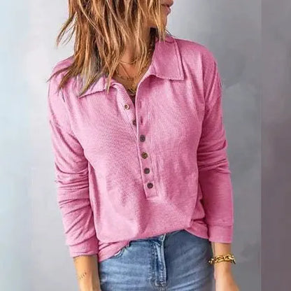 Women’s Breathable Cotton V-Neck Relaxed Shirt