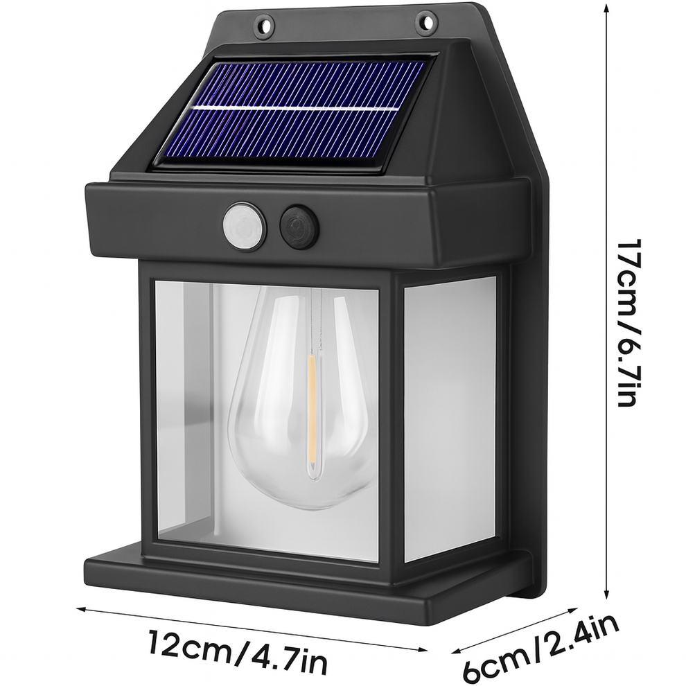 Solar Motion Sensor Outdoor Wall Lantern Light
