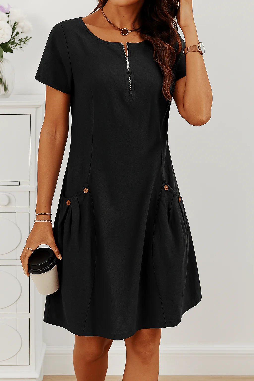 Button Detailed Summer Dress