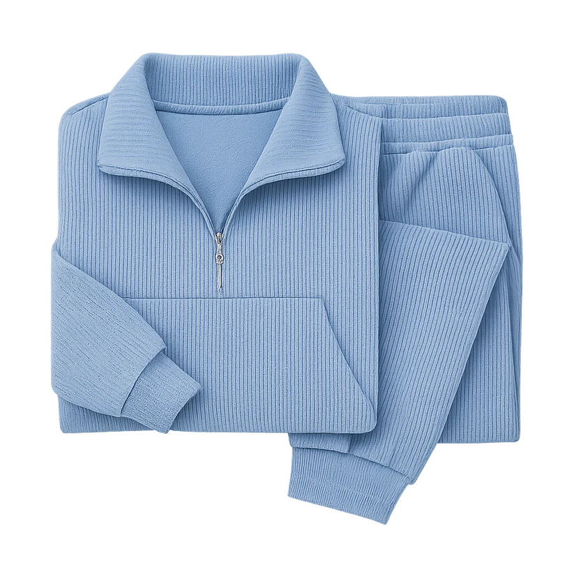 Women’s Ribbed Half-Zip Jogger Lounge Set