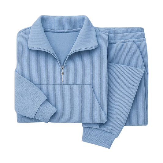 Women’s Ribbed Half-Zip Jogger Lounge Set