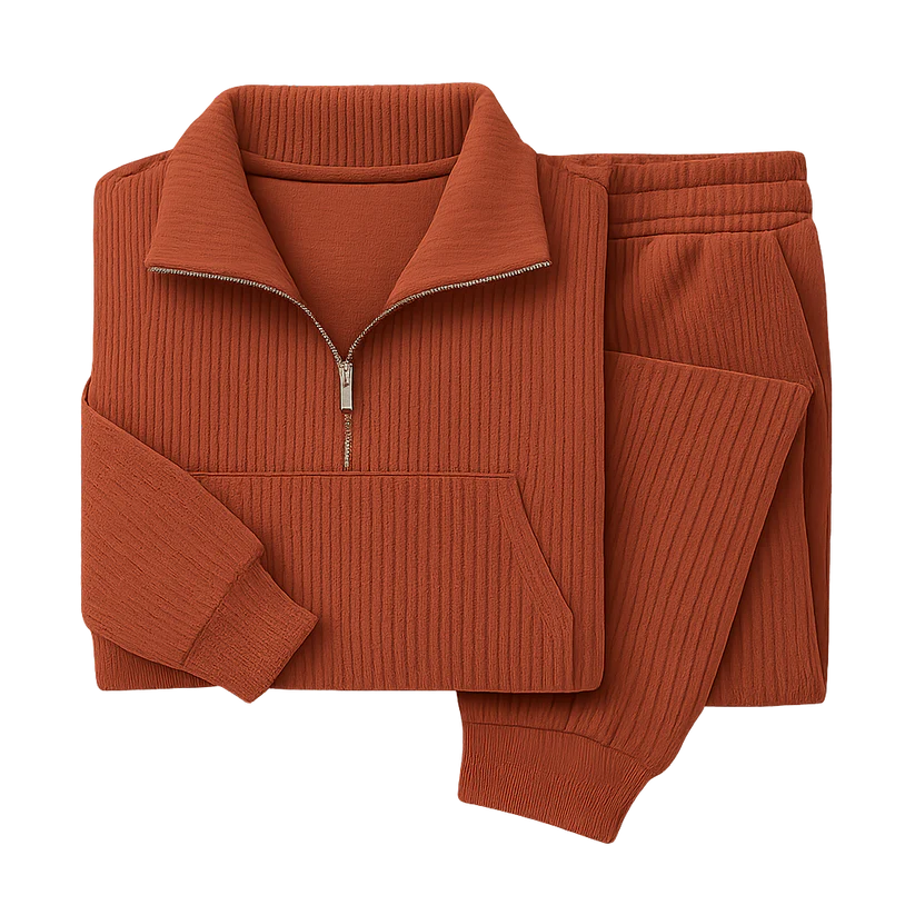 Women’s Ribbed Half-Zip Jogger Lounge Set