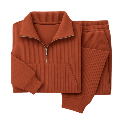 Women’s Ribbed Half-Zip Jogger Lounge Set