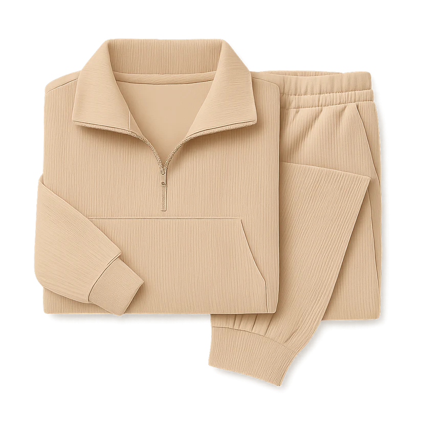 Women’s Ribbed Half-Zip Jogger Lounge Set