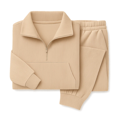 Women’s Ribbed Half-Zip Jogger Lounge Set
