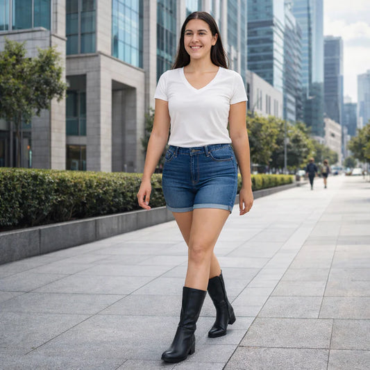 Women’s Mid Calf Side Zip Block Heel Boots