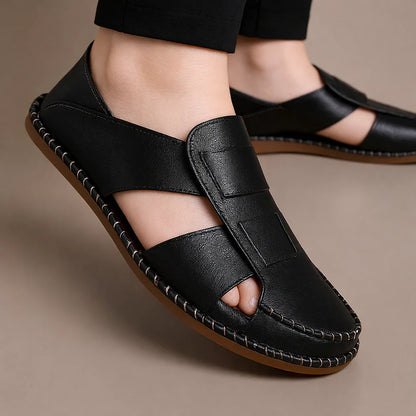 Men’s Leather-Look Comfort Slip-On Sandals