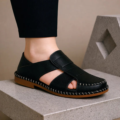 Men’s Leather-Look Comfort Slip-On Sandals