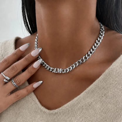Personalised Two Initial Cuban Chain Necklace