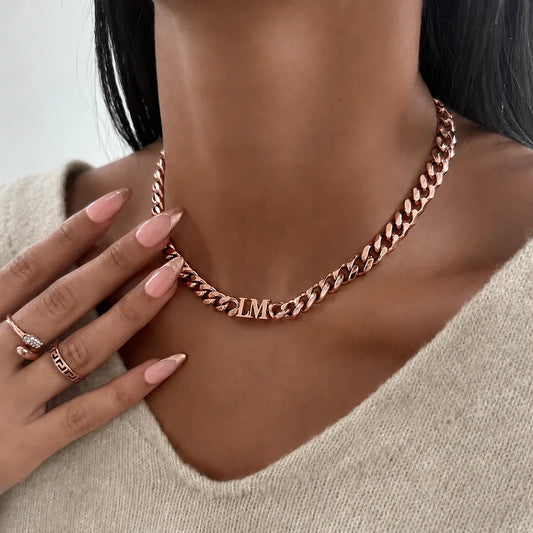 Personalised Two Initial Cuban Chain Necklace