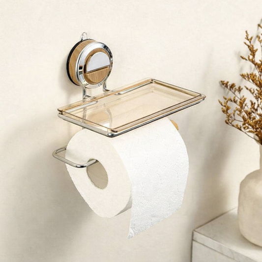 No-Drill Toilet Roll Holder with Shelf