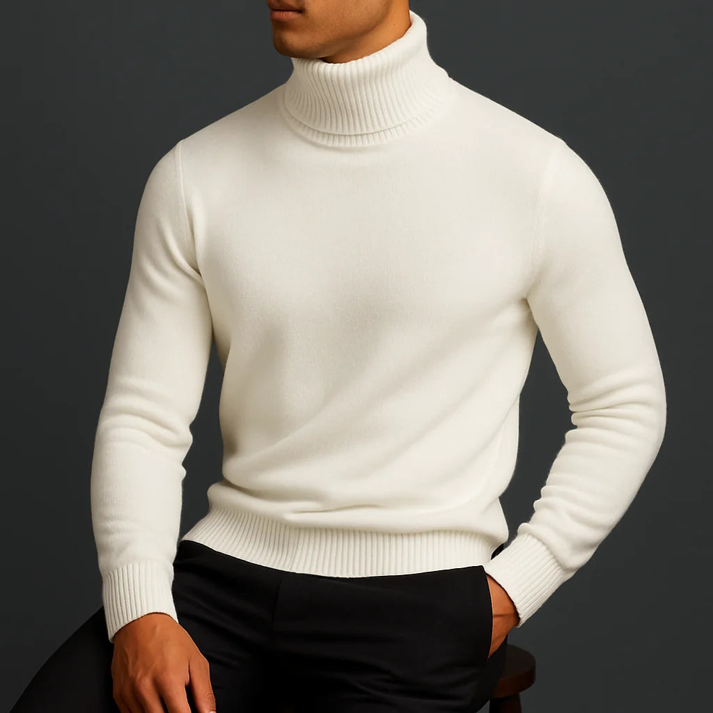 Men's Ribbed Merino Turtleneck Jumper