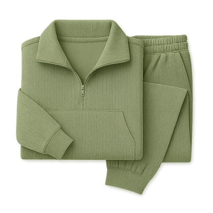 Women’s Ribbed Half-Zip Jogger Lounge Set