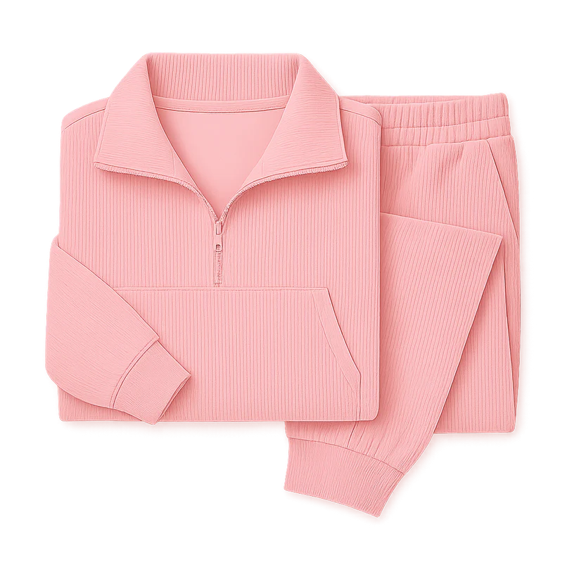 Women’s Ribbed Half-Zip Jogger Lounge Set