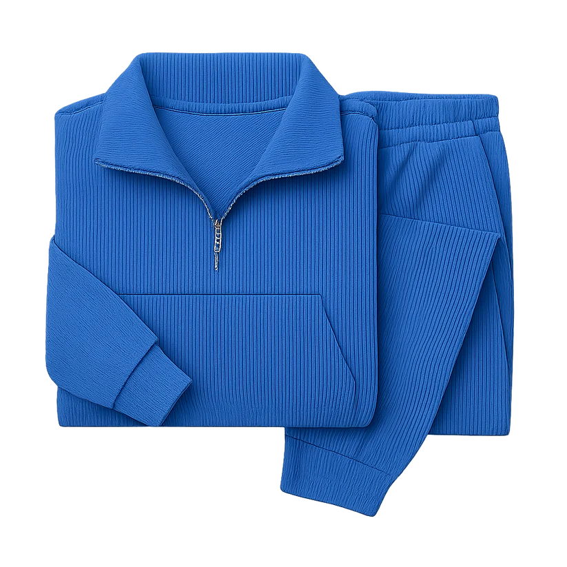 Women’s Ribbed Half-Zip Jogger Lounge Set