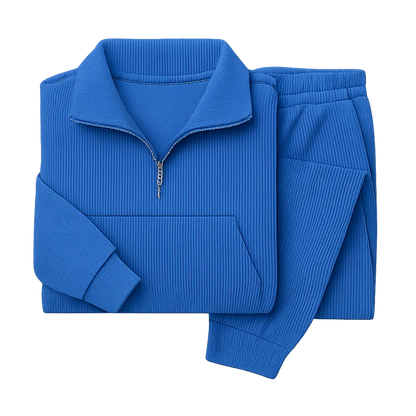 Women’s Ribbed Half-Zip Jogger Lounge Set