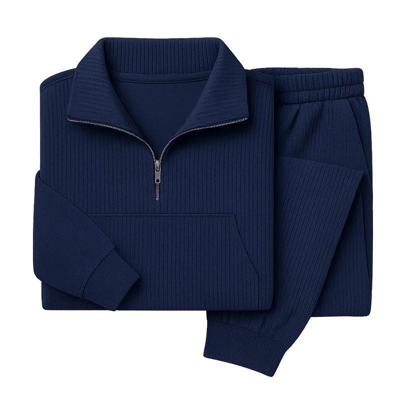 Women’s Ribbed Half-Zip Jogger Lounge Set
