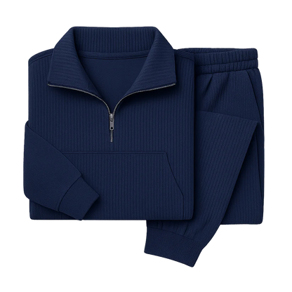 Women’s Ribbed Half-Zip Jogger Lounge Set