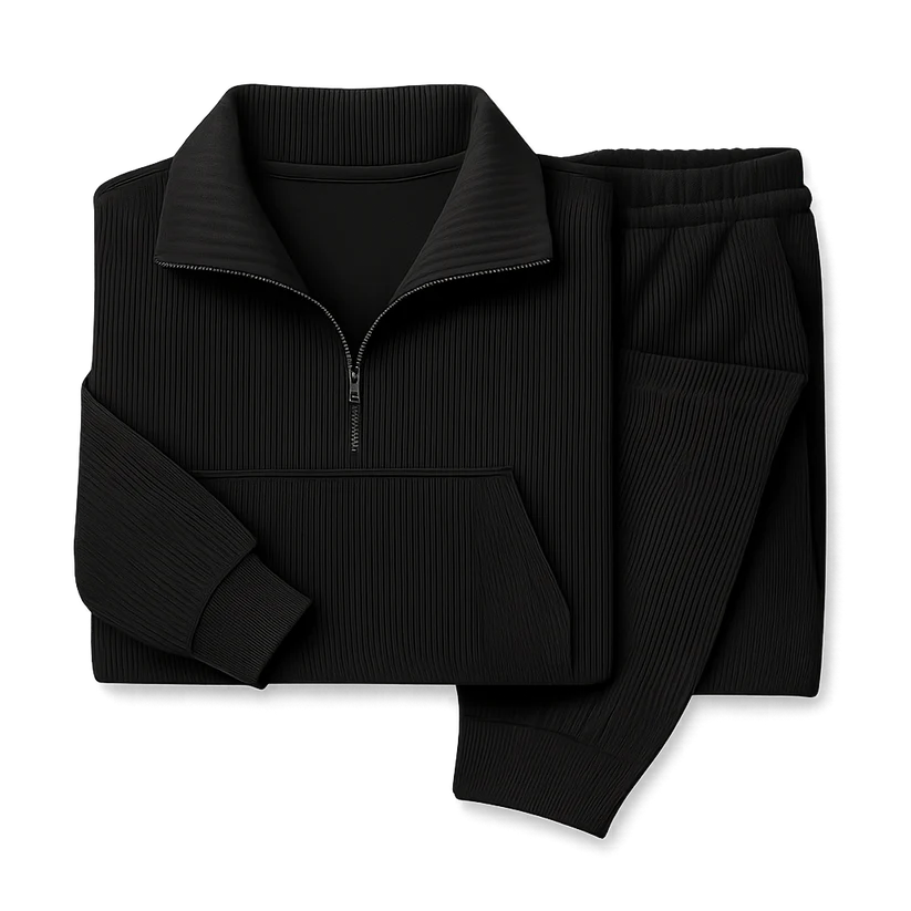 Women’s Ribbed Half-Zip Jogger Lounge Set