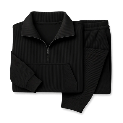 Women’s Ribbed Half-Zip Jogger Lounge Set