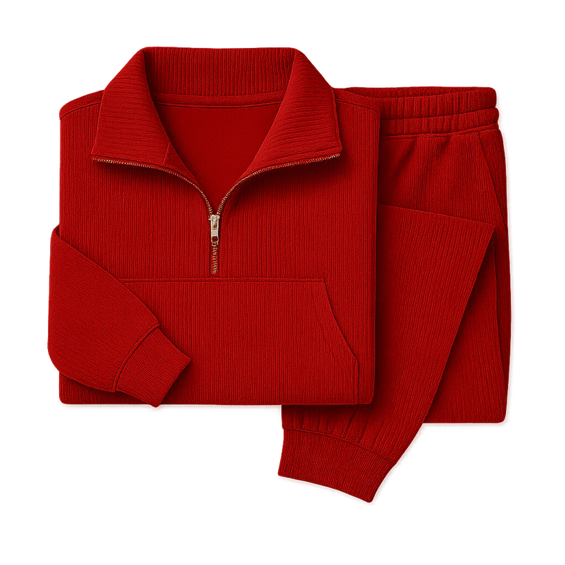 Women’s Ribbed Half-Zip Jogger Lounge Set
