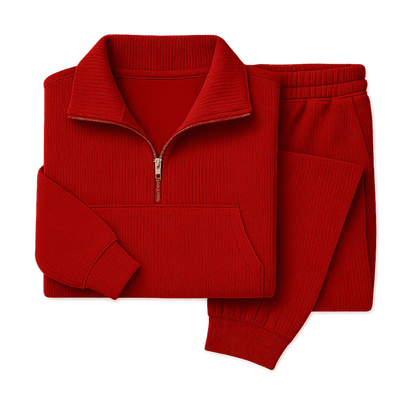 Women’s Ribbed Half-Zip Jogger Lounge Set