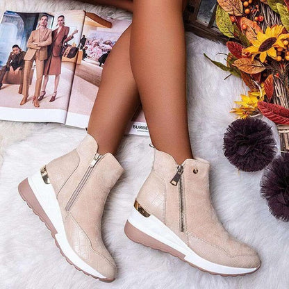 Women's Leather-Look Heeled Ankle Boots