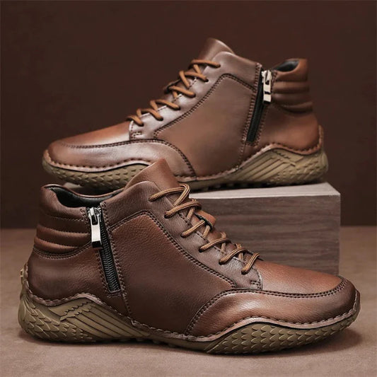 Men’s Leather-Look Mid-Ankle Boots