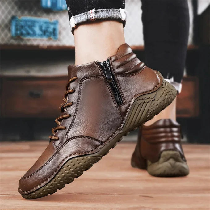 Men’s Leather-Look Mid-Ankle Boots