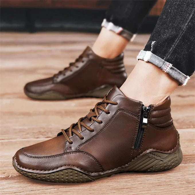 Men’s Leather-Look Mid-Ankle Boots