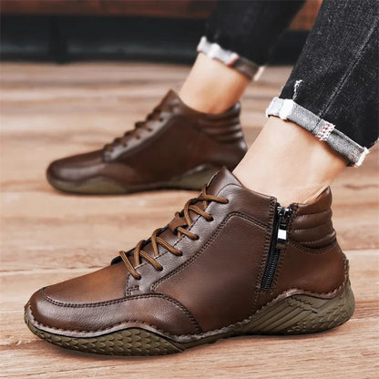 Men’s Leather-Look Mid-Ankle Boots