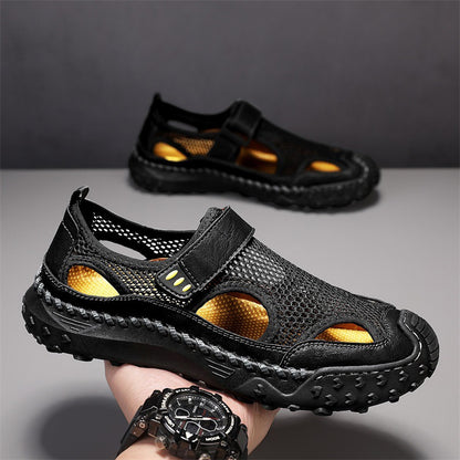 Men’s Breathable Mesh Leather-Look Comfort Walking Shoes