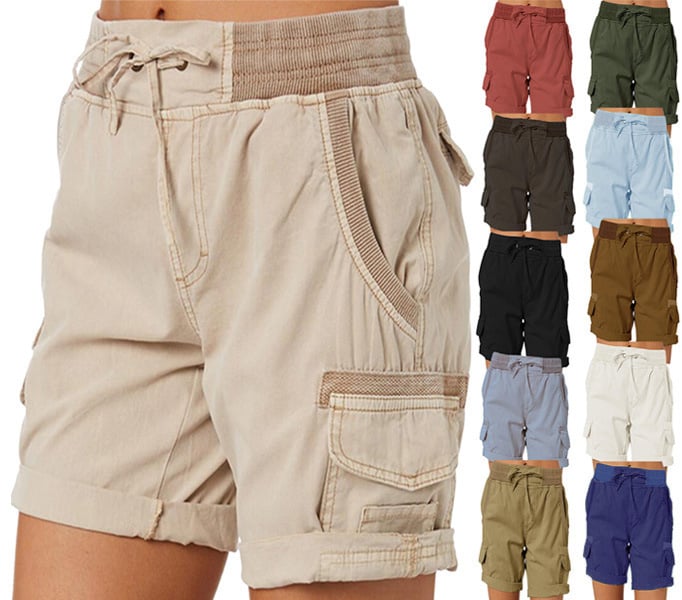 Women’s High-Waist Drawstring Cargo Shorts