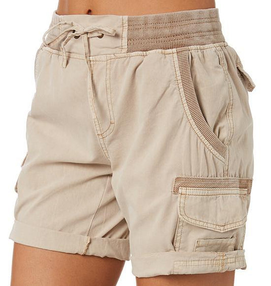 Women’s High-Waist Drawstring Cargo Shorts