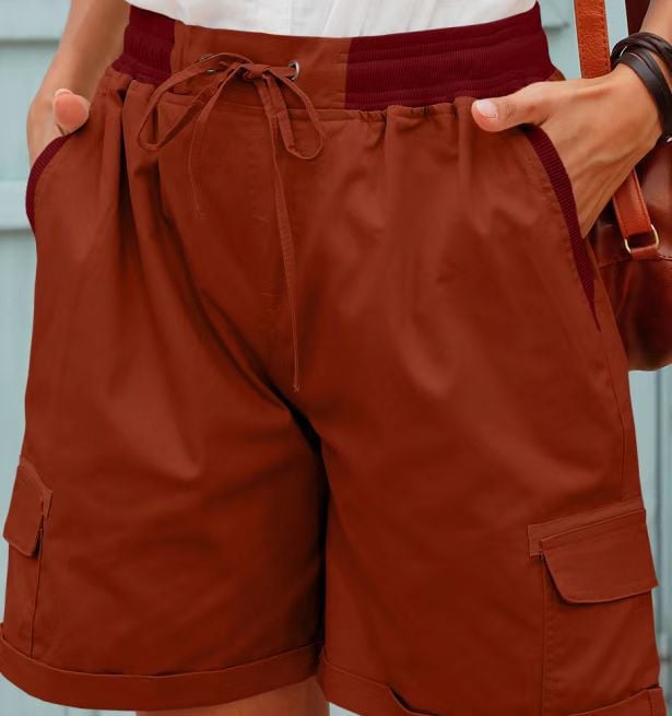 Women’s High-Waist Drawstring Cargo Shorts