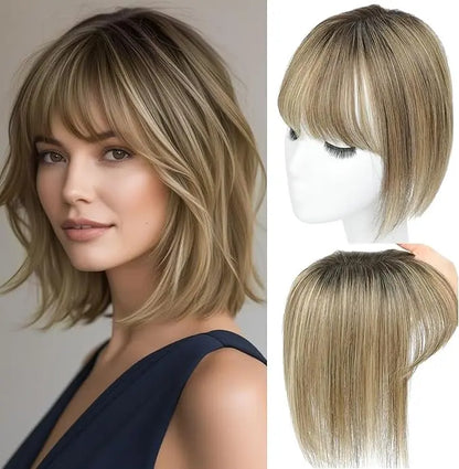 Women’s Human Hair Topper with Fringe