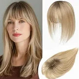 Women’s Human Hair Topper with Fringe
