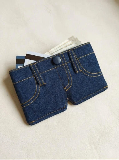 Denim Inspired Mini Folding Wallet