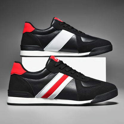 Men’s Genuine Leather Retro Stripe Comfort Trainers