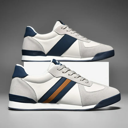 Men’s Genuine Leather Retro Stripe Comfort Trainers