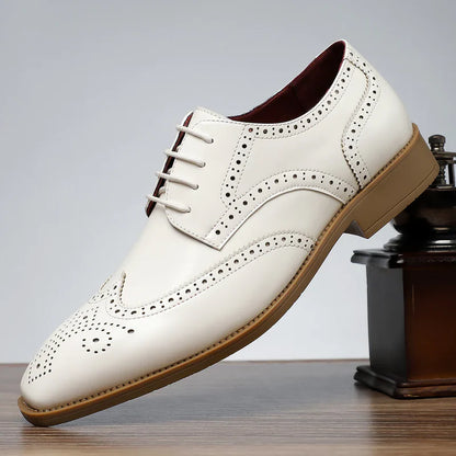 Men’s Heritage Wingtip Leather-Look Brogue Shoes