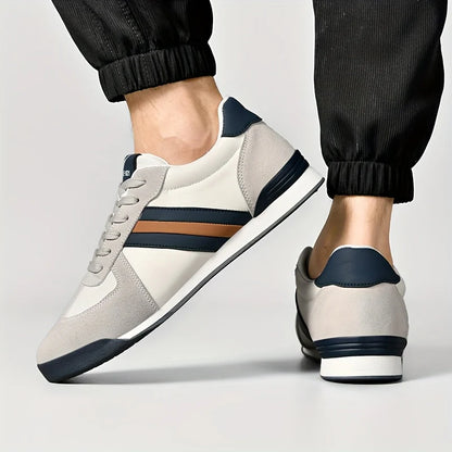 Men’s Genuine Leather Retro Stripe Comfort Trainers